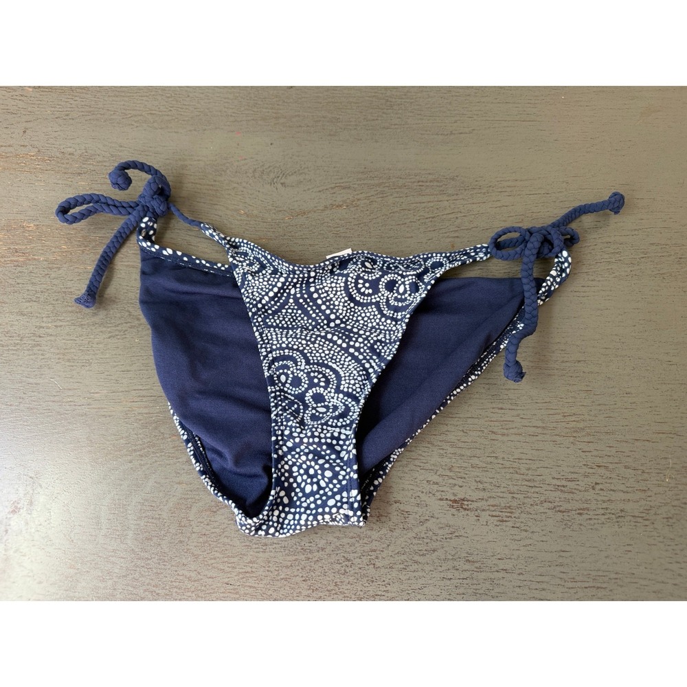 Old Navy Womens Navy Blue White Dot Braided Side Tie Bikini Bottom Small